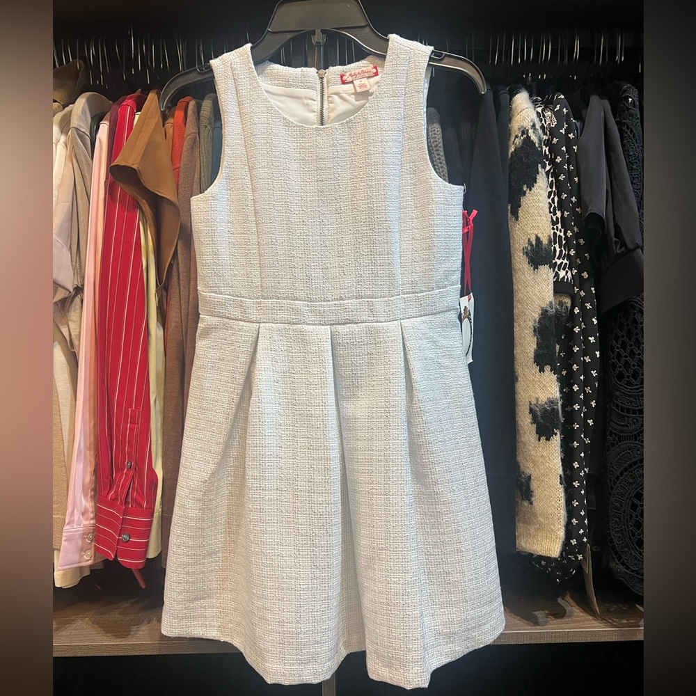 NWT Girls Ruby & Bloom White & Silver Sleeveless Dress, Great for Holidays Sz8